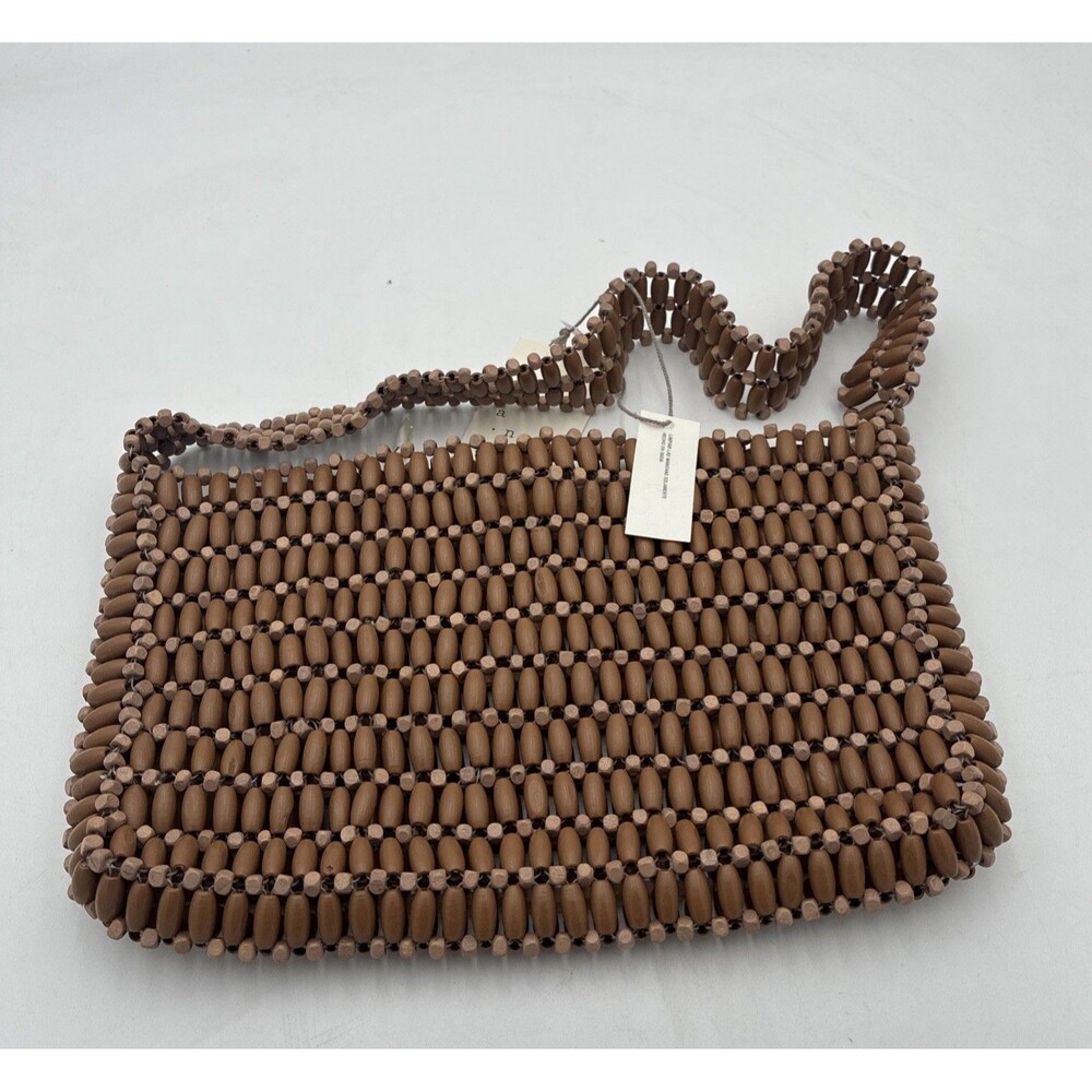 A New Day Beaded Shoulder Bag Womens One Size Brown Wooden Purse Handbag